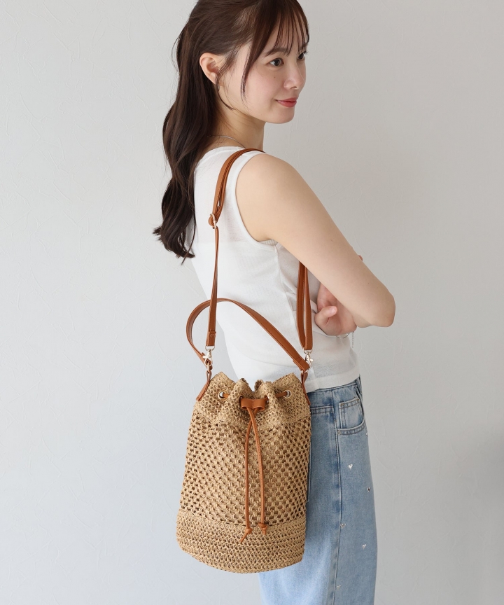 【TIME SALE】クロシェ2WAYかごバッグ