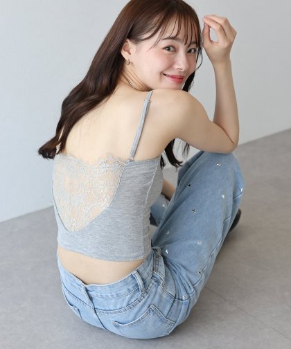カップ付きバックレースキャミソール【ネコポス】