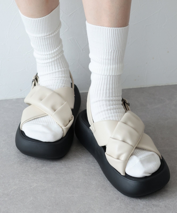 【SALE】クロスベルト厚底コンフォートサンダル