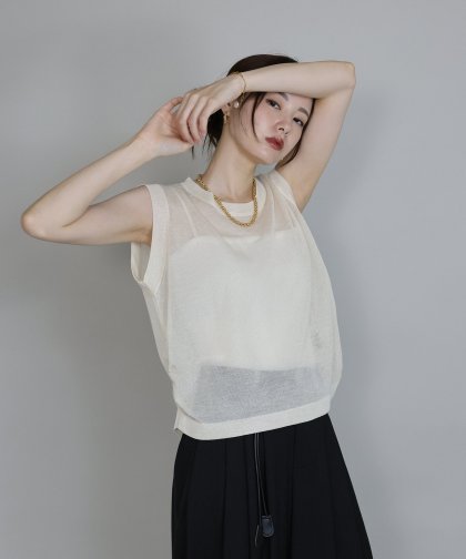 【SALE】麻混ギャザーシアーニット[J by blue]【ネコポス】