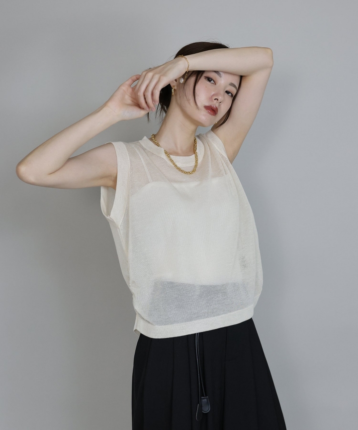 【SALE】麻混ギャザーシアーニット[J by blue]【ネコポス】