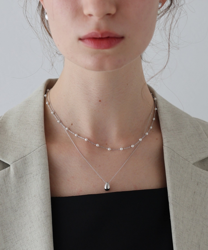 パールステーション2連ネックレス / ニッケルフリー[J by blue]【ネコポス】