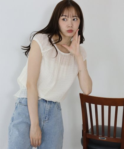 【SALE】シアーチェックブラウス【ネコポス】 【SALE】シアーチェックブラウス【ネコポス】