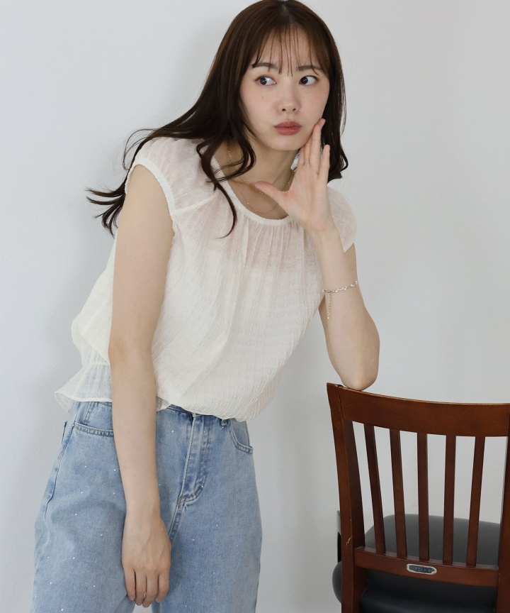 【SALE】シアーチェックブラウス【ネコポス】