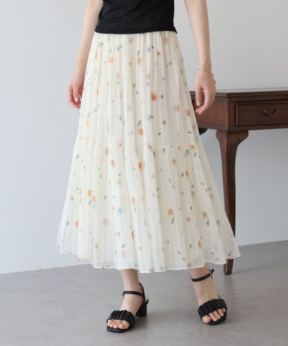 フラワープリントチュールスカート フラワープリントチュールスカート