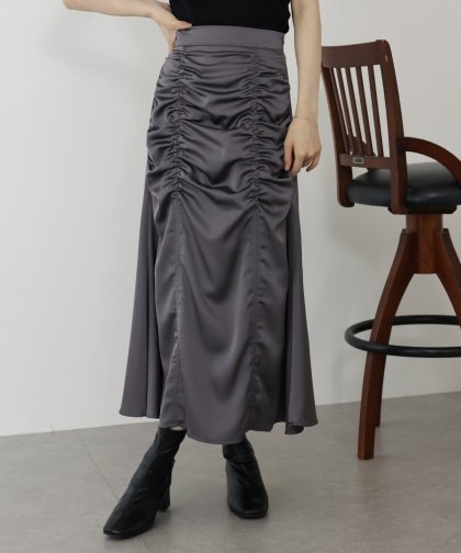 【TIME SALE】サテンギャザースカート 【TIME SALE】サテンギャザースカート