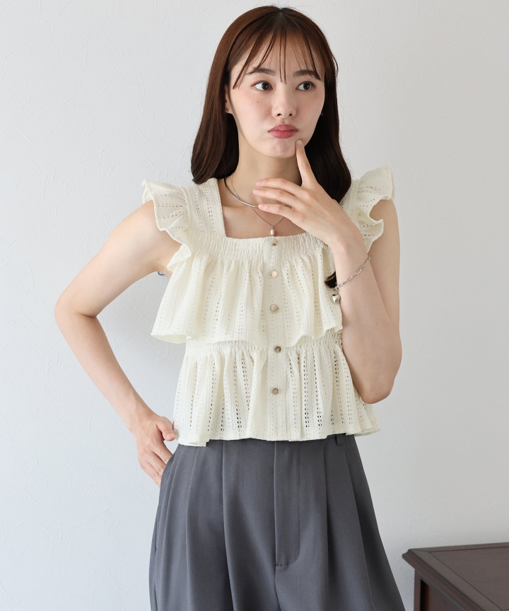 【TIME SALE】ノースリティアードフリルブラウス【ネコポス】