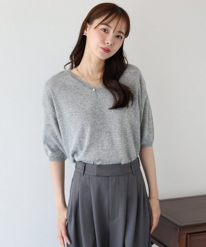 Vネックドルマンニット