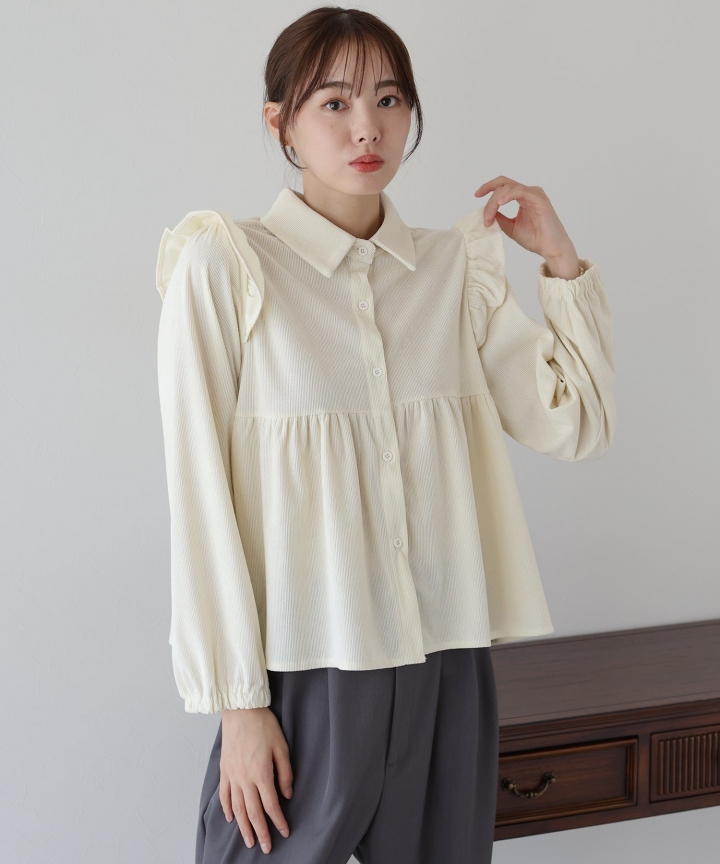 【TIME SALE】コーデュロイペプラムブラウス 【TIME SALE】コーデュロイペプラムブラウス