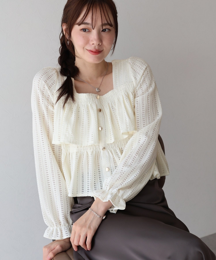 スクエアティアードフリルブラウス【ネコポス】