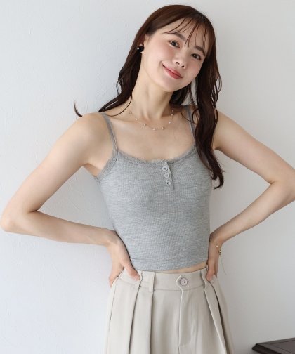 【TIME SALE】カップ付きレースストラップキャミソール【ネコポス】