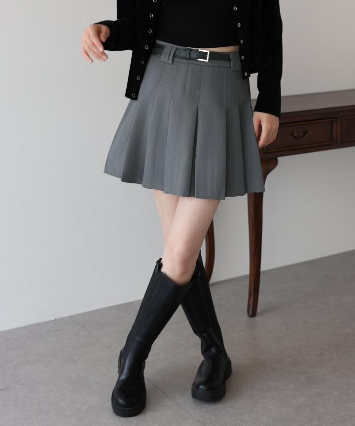 ベルトSETプリーツミニスカート