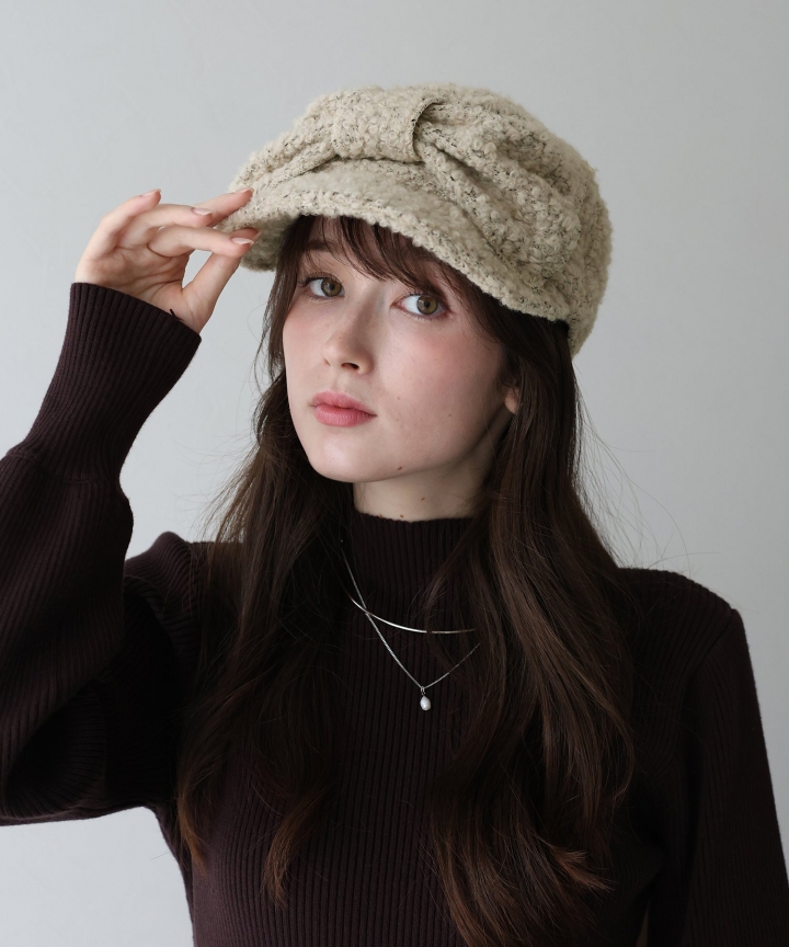 ビッグリボンモチーフボアキャップ