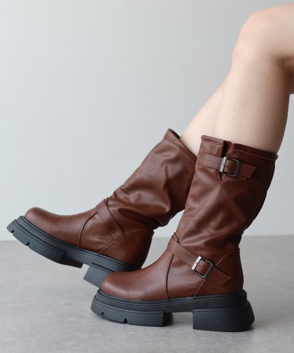 サイドベルトミドルブーツ