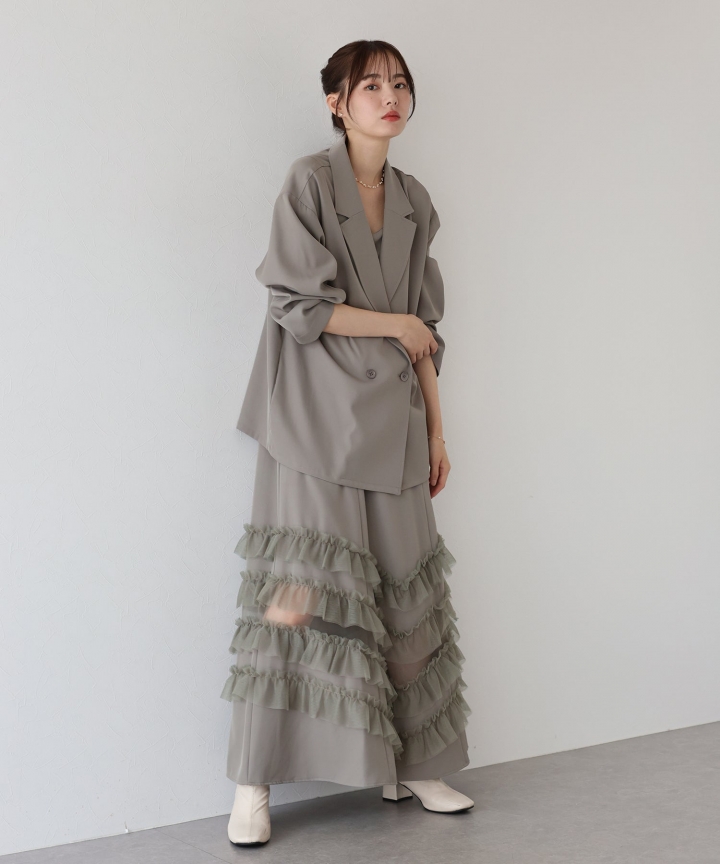 【TIME SALE】フリルキャミOP×ジャケットセット