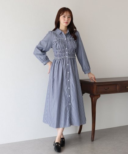 【TIME SALE】シャーリングシャツワンピース