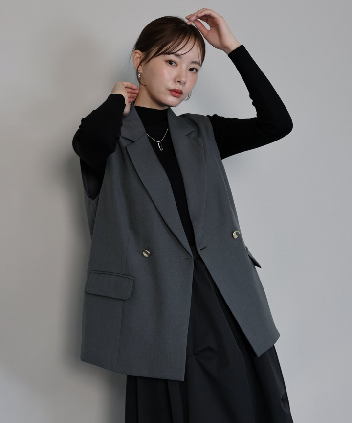 ニュアンスボタンテーラードジレ[ J by blue ]