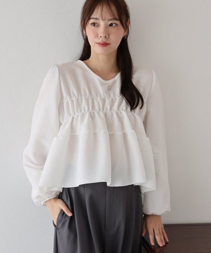 【TIME SALE】バックリボンティアードブラウス【ネコポス】 【TIME SALE】バックリボンティアードブラウス【ネコポス】