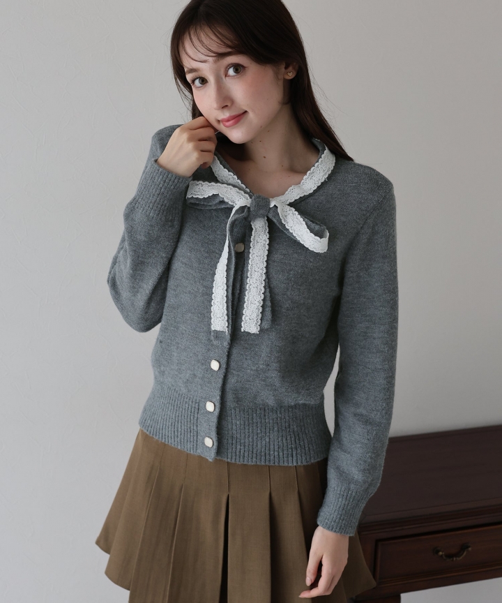 レースリボンカーディガン