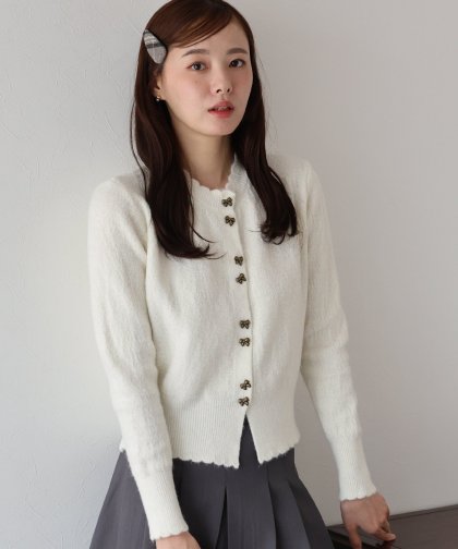 リボン釦カーディガン