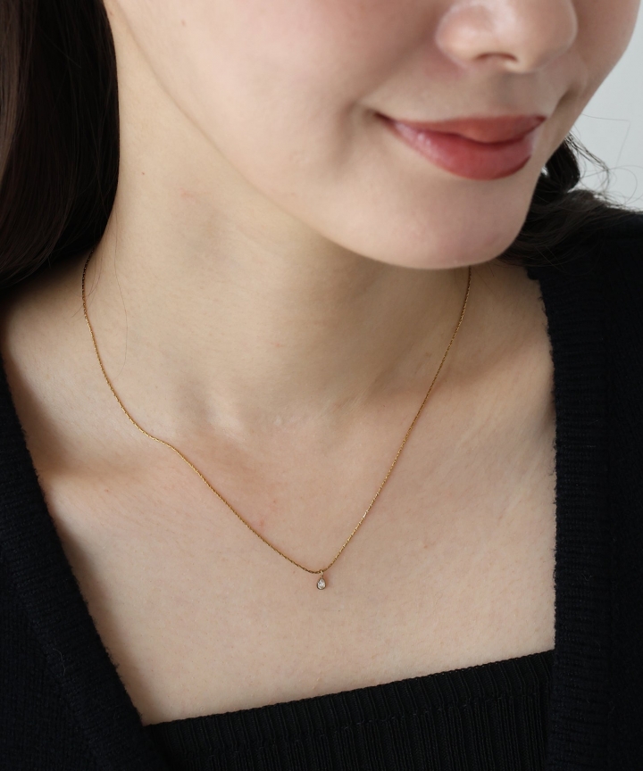 ドロップジルコニアネックレス / サージカルステンレス【ネコポス】