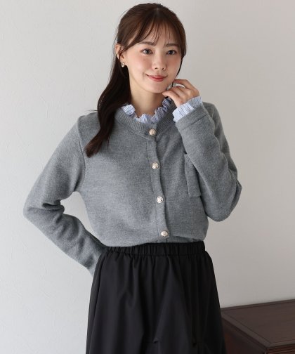 フリルシャツ襟カーディガン