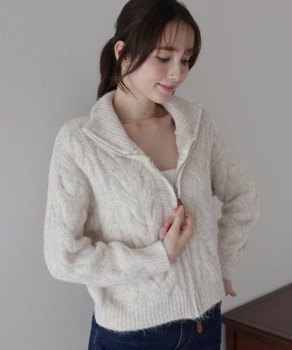 ケーブルダブルジップニット ケーブルダブルジップニット