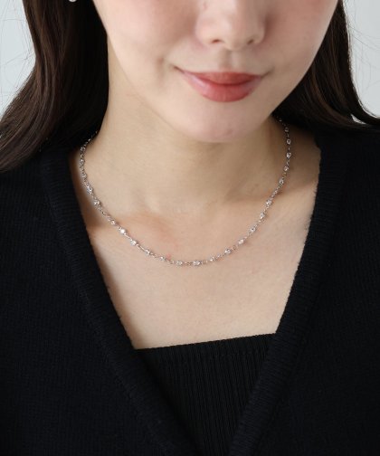 ジルコニアステーションネックレス / ニッケルフリー【ネコポス】 ジルコニアステーションネックレス / ニッケルフリー【ネコポス】