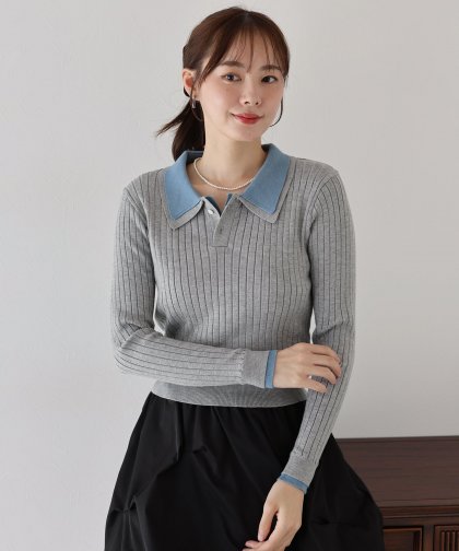 ダブル襟ポロニット ダブル襟ポロニット