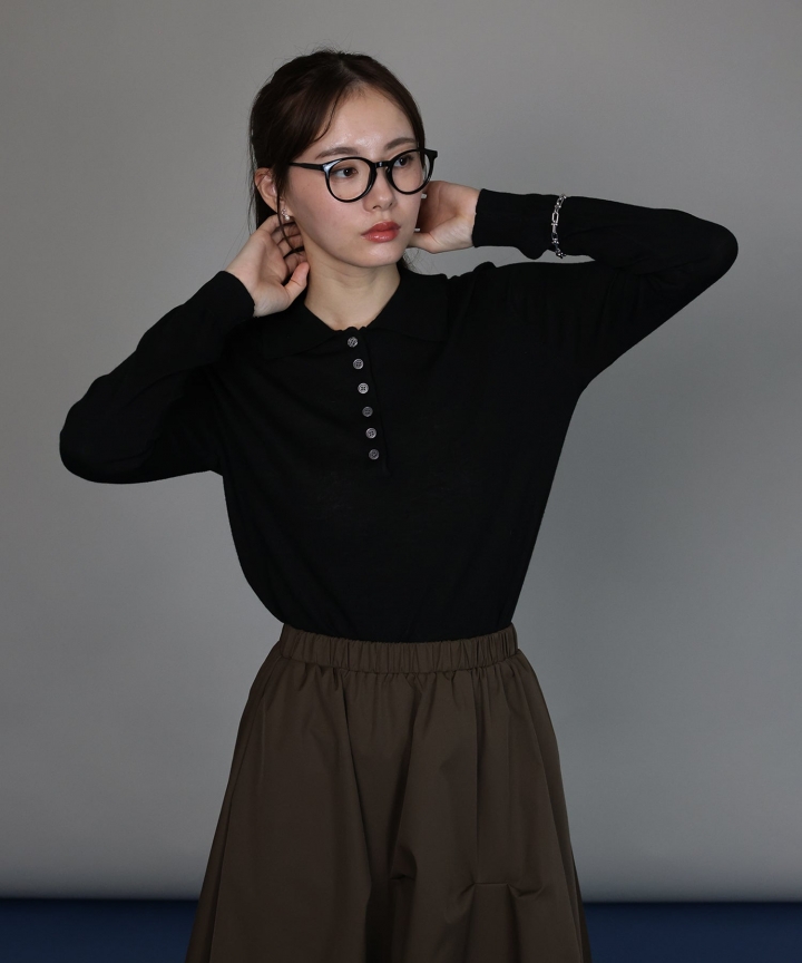 [J by blue]ウール混ポロ襟ニット