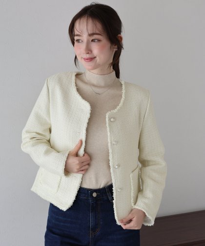 パールボタンツイードジャケット パールボタンツイードジャケット