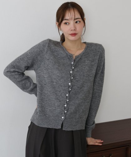 パールボタンラメカーディガン パールボタンラメカーディガン