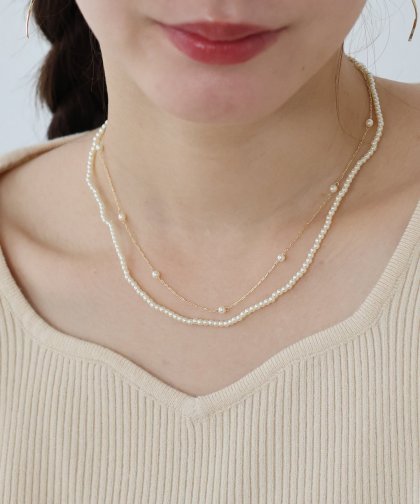 パール2連ネックレス/ ニッケルフリー【ネコポス】 パール2連ネックレス/ ニッケルフリー【ネコポス】