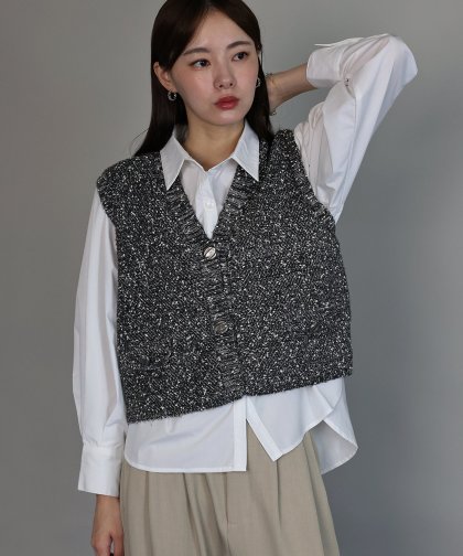 ニュアンスボタンメランジニットベスト[ J by blue ]