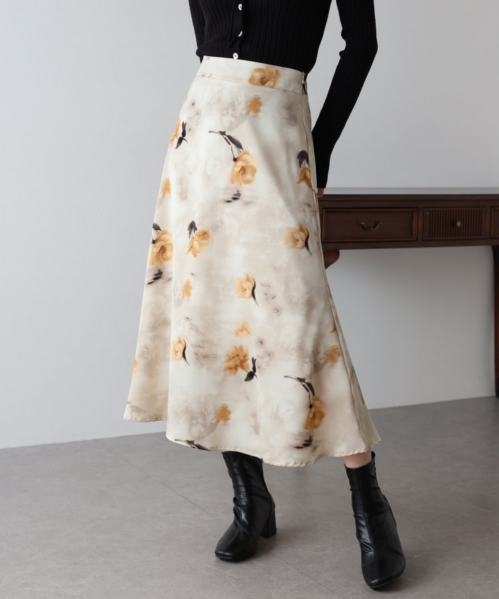フラワープリント マーメイドスカート