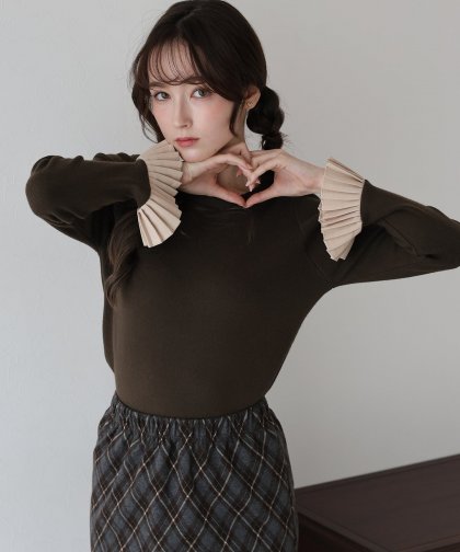 袖口プリーツニット 袖口プリーツニット