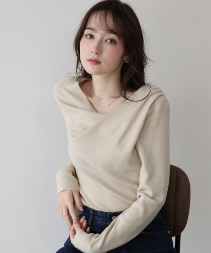 【TIME SALE】ドレープネックニット【ネコポス】
