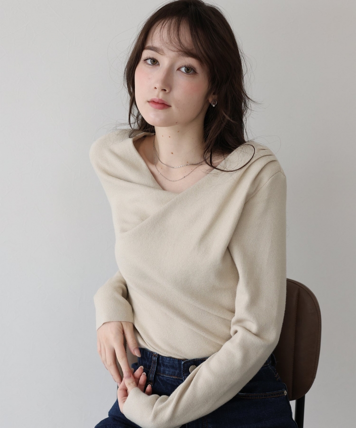 【TIME SALE】ドレープネックニット【ネコポス】