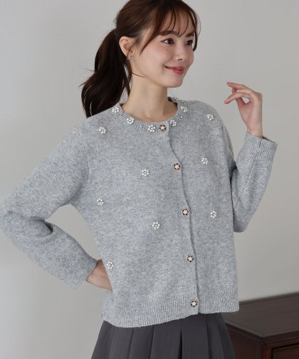【TIME SALE】フラワービジューカーディガン 【TIME SALE】フラワービジューカーディガン