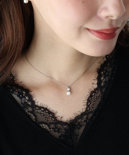 ビジューパールネックレス / サージカルステンレス【ネコポス】 ビジューパールネックレス / サージカルステンレス【ネコポス】