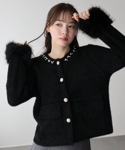 袖ファーパールビジュージャケット 袖ファーパールビジュージャケット
