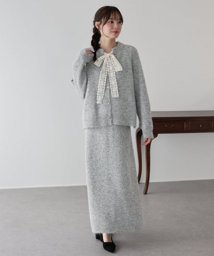 リボンニット＆スカート セットアップ