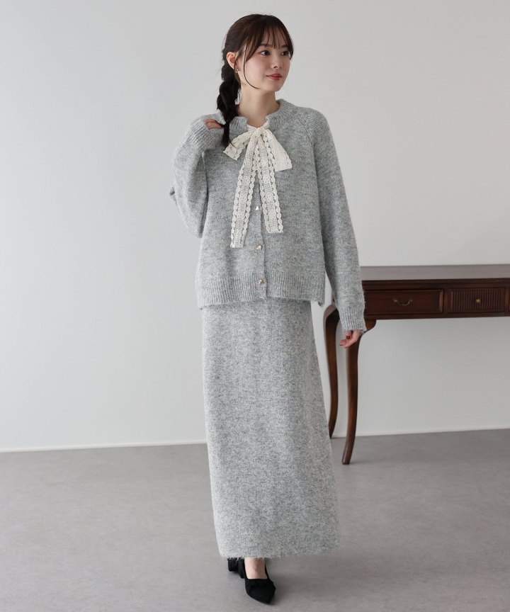 リボンニット＆スカート セットアップ