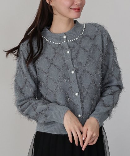 ラメジャガードカーディガン ラメジャガードカーディガン