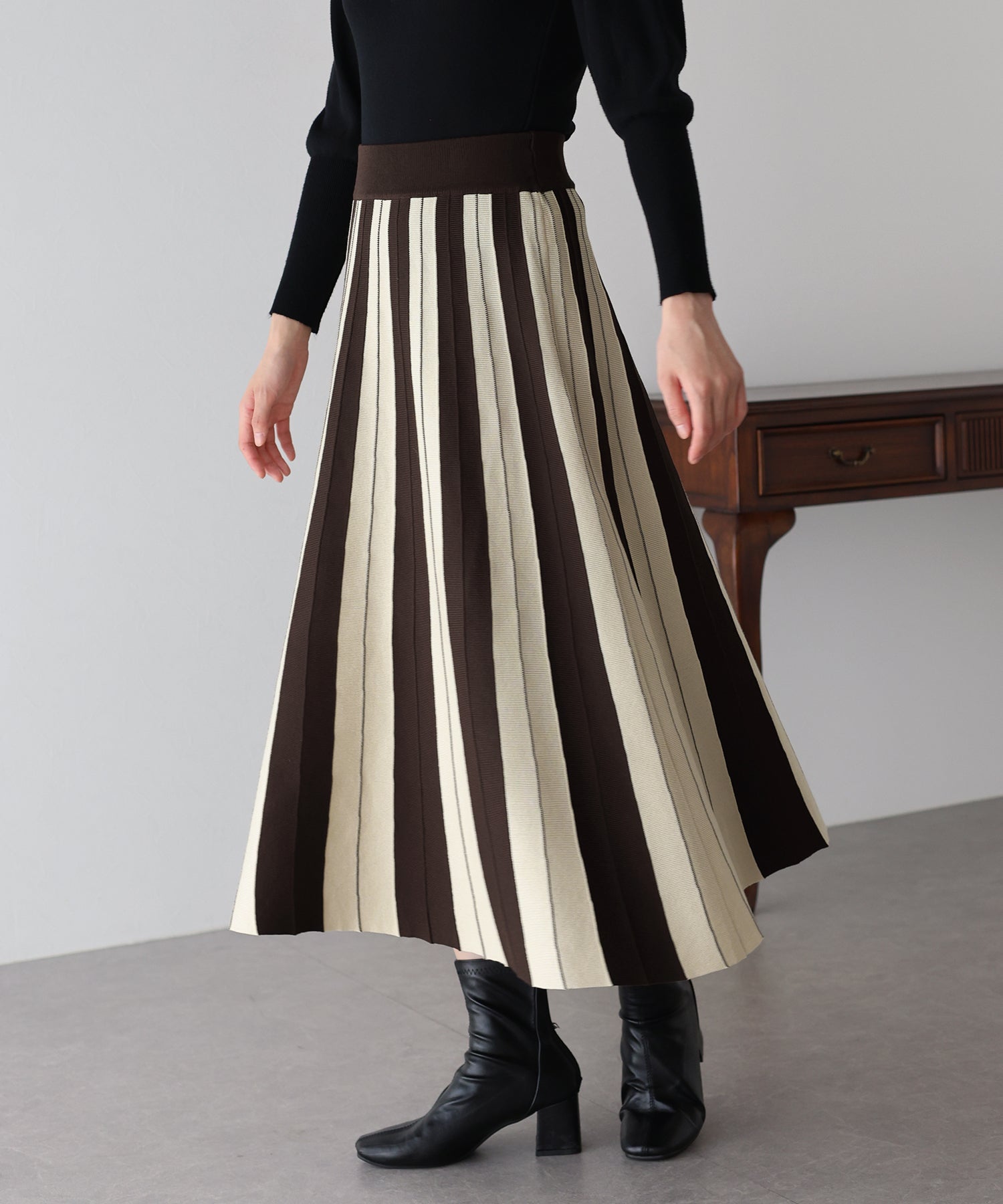 配色ニットスカート