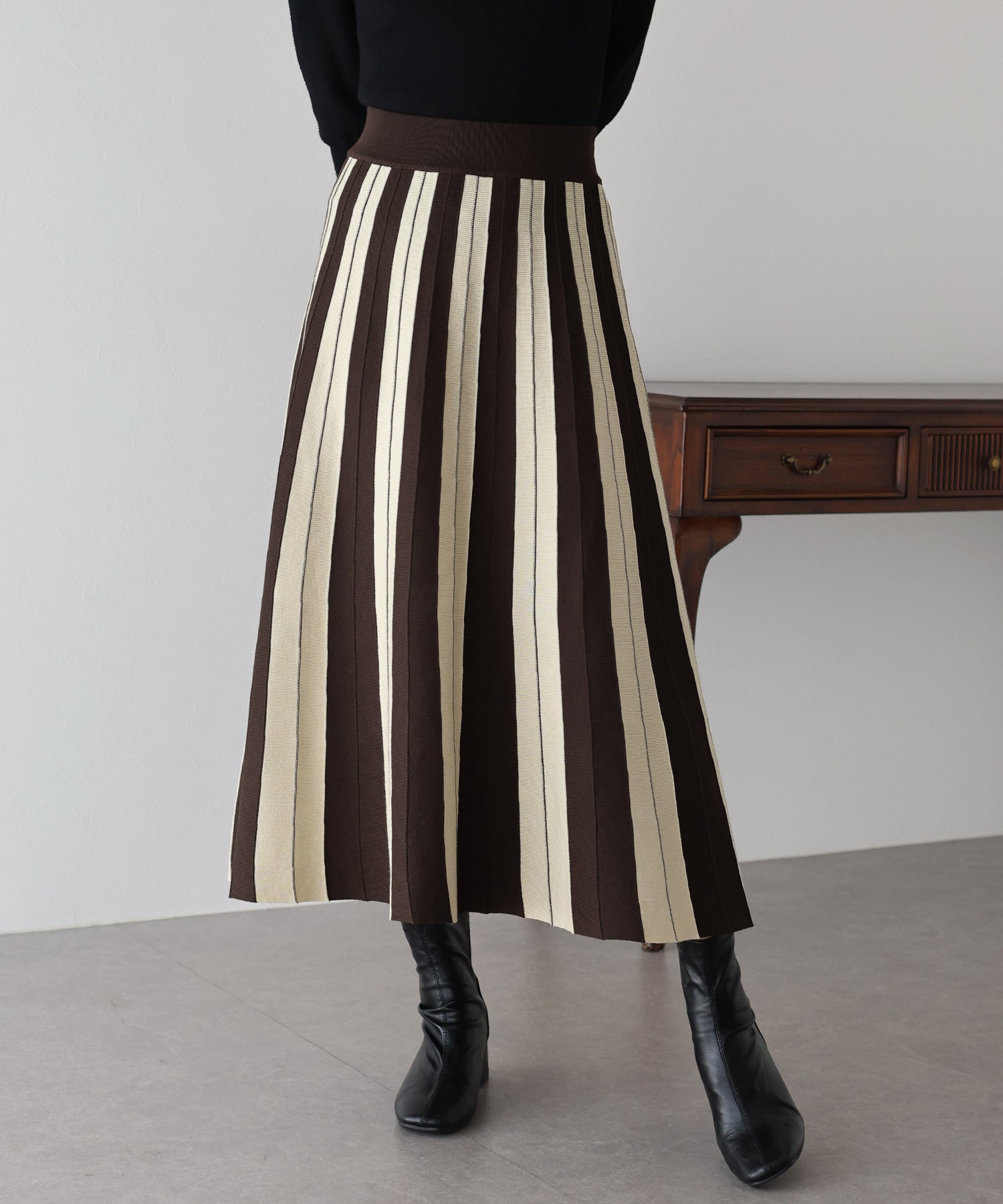 配色ニットスカート