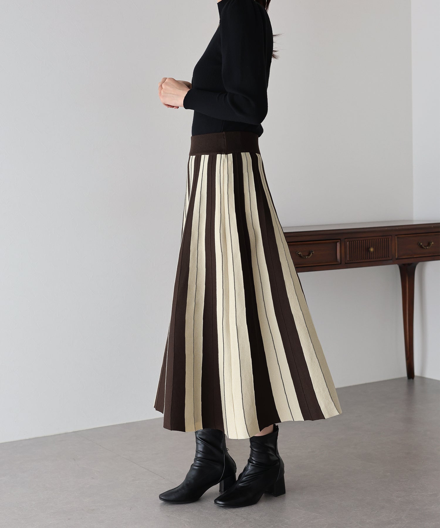 配色ニットスカート