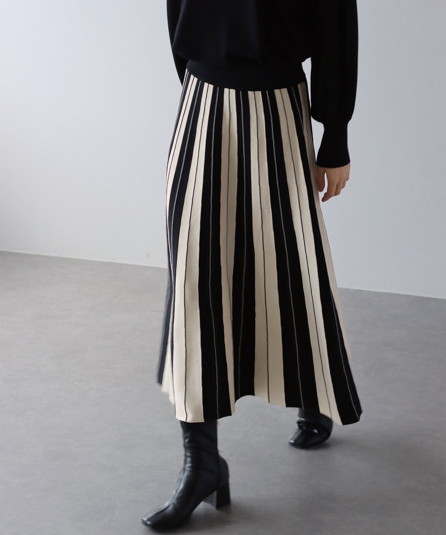 配色ニットスカート