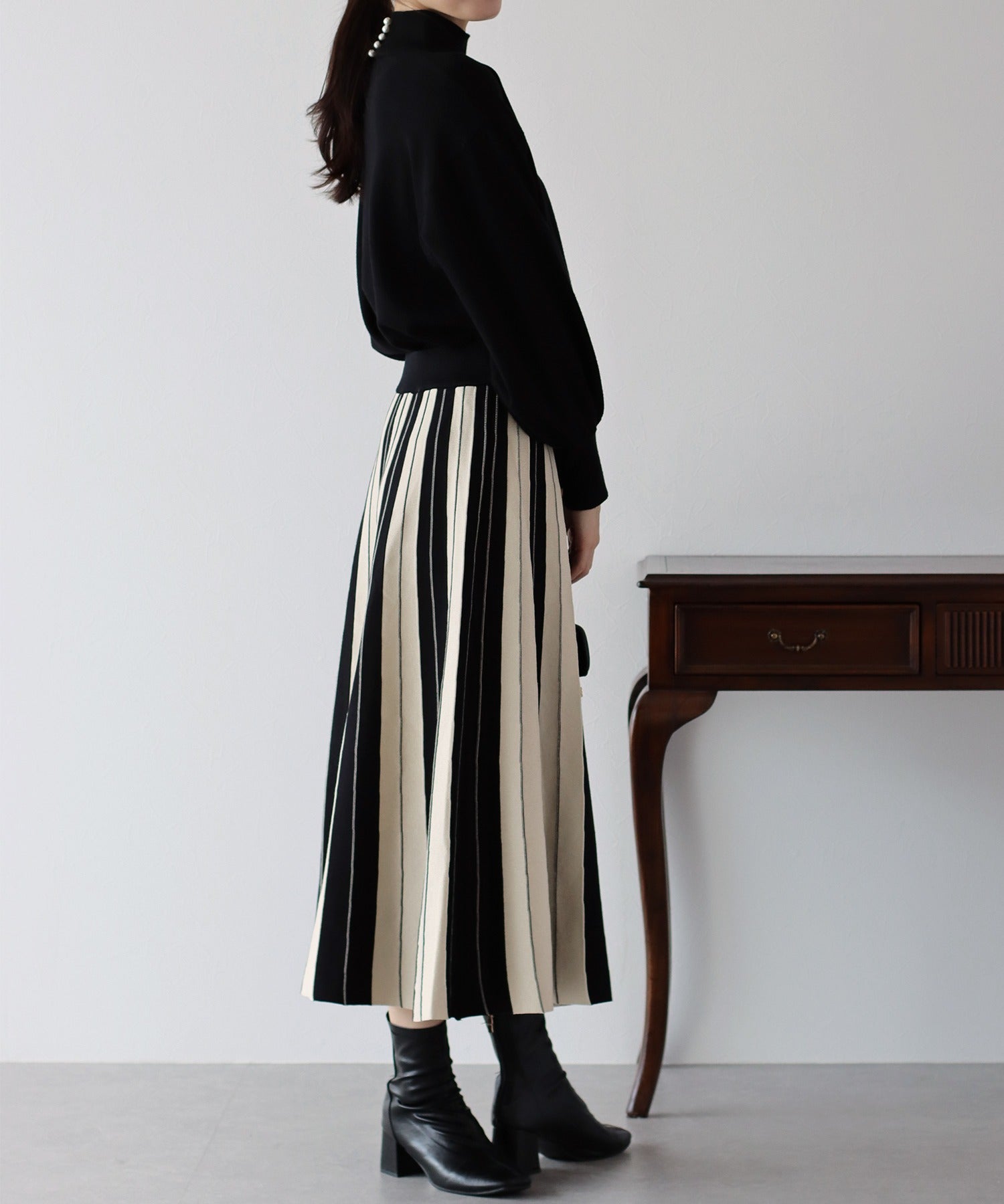 配色ニットスカート