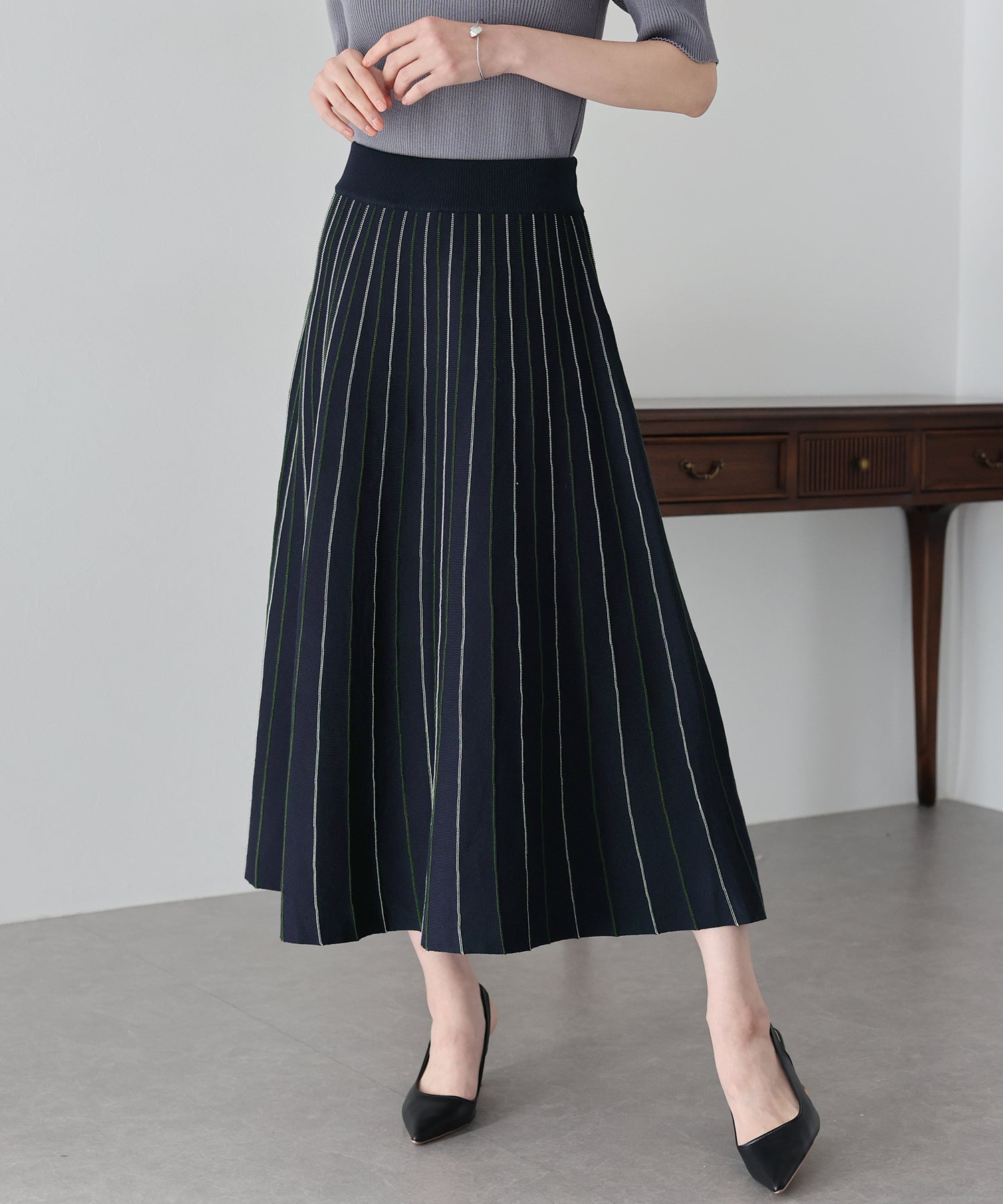 配色ニットスカート